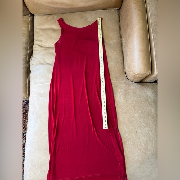1990s Amanda Paris London New York Red Slinky Sleeveless Dress Size XL - Picture 4 of 8